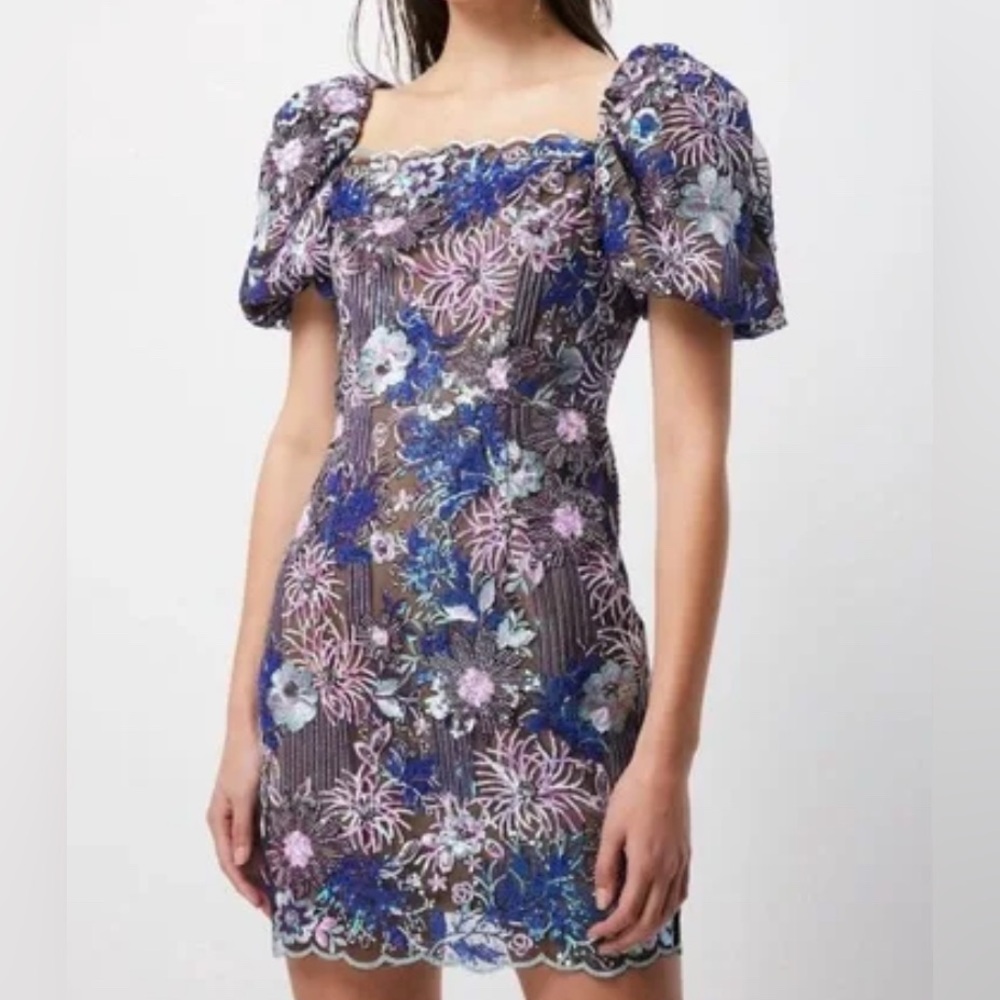 Free People- Elliatt Tasha Floral sequin puff sleeve Dress XL
Like new